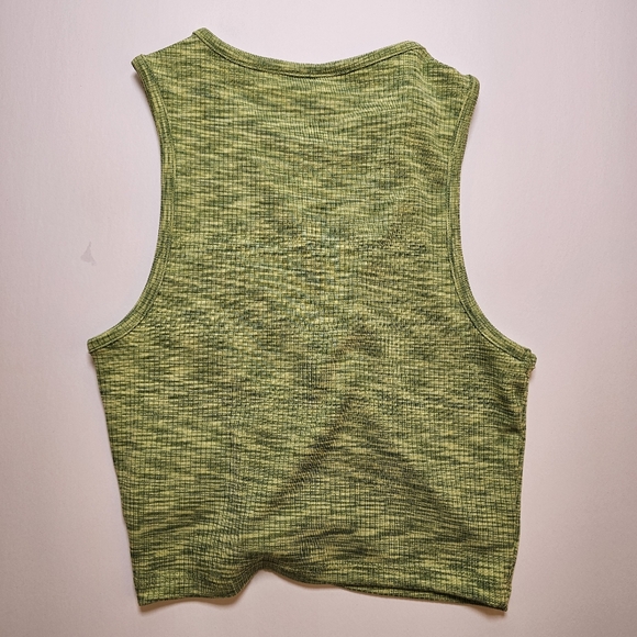 👍H&M Divided green ribbed stretch knit crop top sz XS US. Diagonal tie detail. - Picture 3 of 5